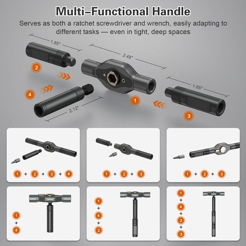 Bomivoi 34 in 1 Magnetic Screwdriver Set, DIY Ratchet Screwdriver Set, Multi Bit Magnetic Drive Sets with Ratcheting Handle, Handy Repair Tool Kit for Electronics, Bike, Furniture, DIY, Computer - Image 3